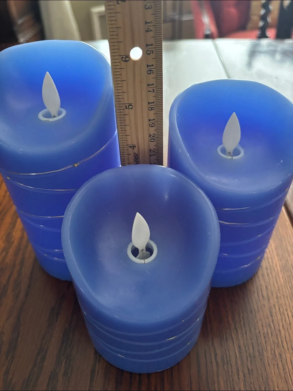 Set of 3 flameless LED candles with a moving wick flame effect.